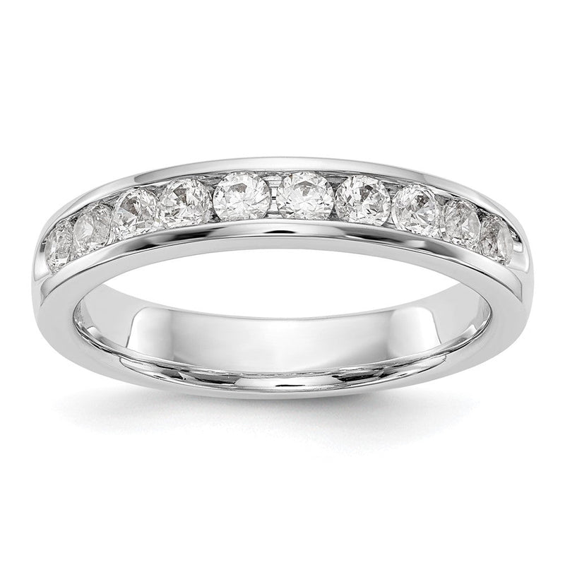 14K Weißgold Ehering mit 10 natürlichen Diamanten in Kanalfassung