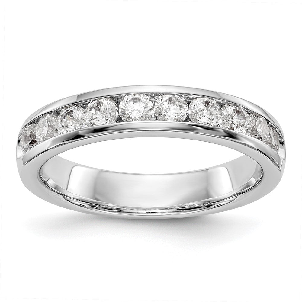 14K Weißgold Ring mit 10 runden Diamanten in Kanalfassung, 0,75K Gesamtgewicht