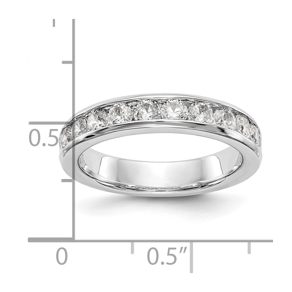 14K Weißgold Ring mit 10 runden Diamanten in Kanalfassung, 0,875 ct
