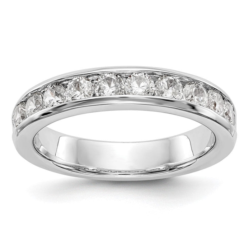 14K Weißgold Ehering mit 10 Diamanten in Kanalfassung