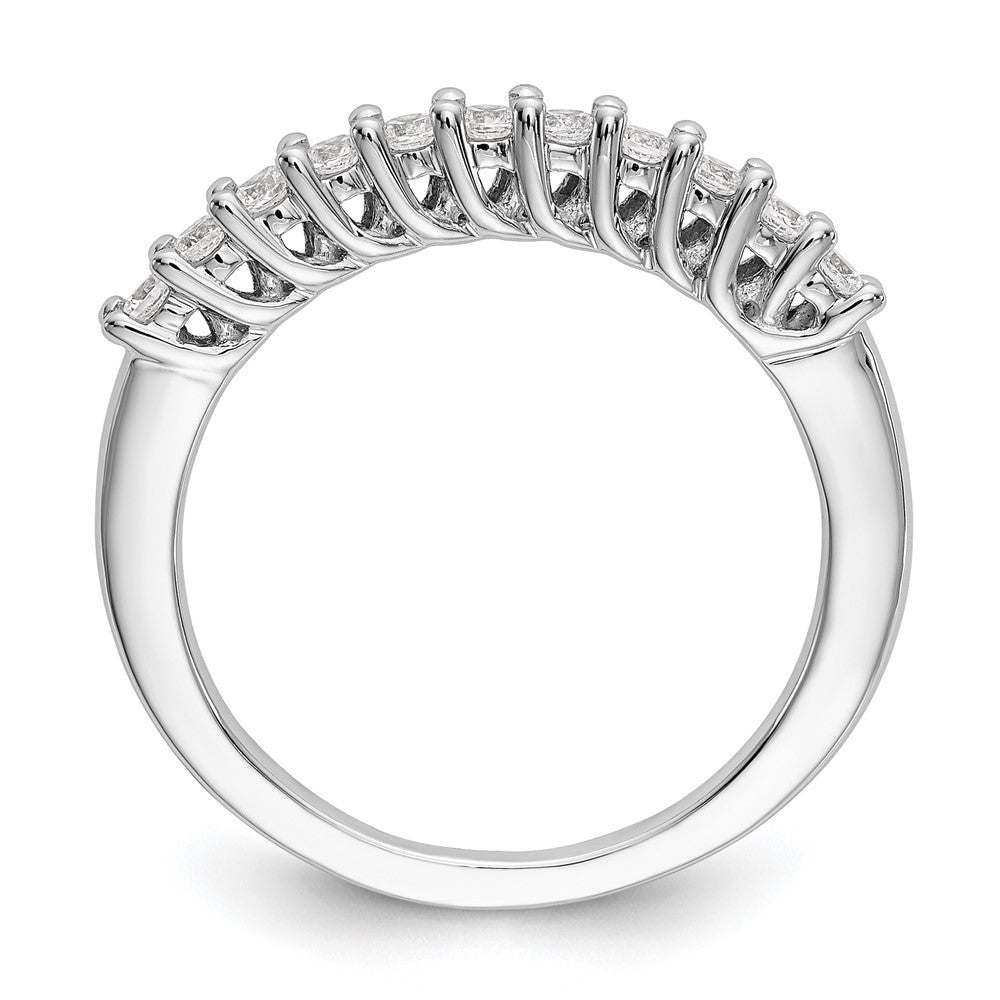 14K Weißgold Ring mit 11 Steinen in gemeinsamer Krappenfassung, 0,33K rundem Diamant, komplett