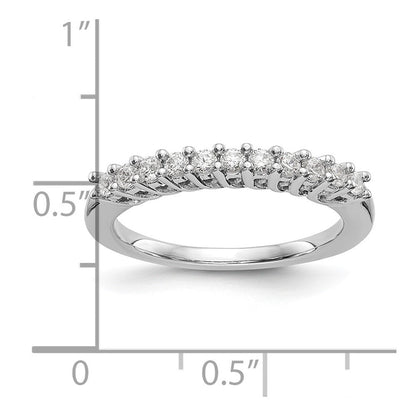 14K Weißgold Ring mit 11 Steinen in gemeinsamer Krappenfassung, 0,33K rundem Diamant, komplett