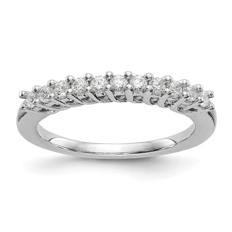14K Weißgold Ehering mit 11 Diamanten