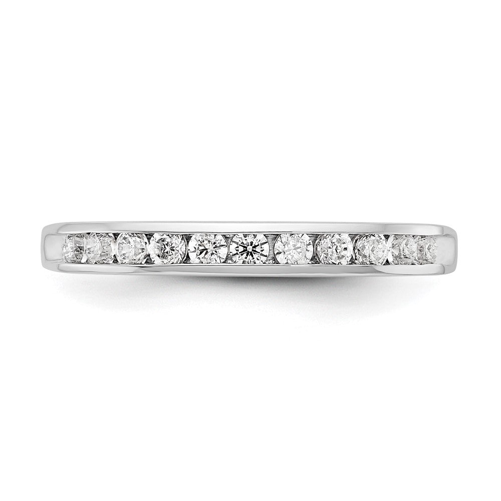 14K Weißgold Ring mit 0,75 ct. im Kanal gefassten Laborgezüchteten Diamanten VS/SI+ G+ in Elf-Stein-Fassung