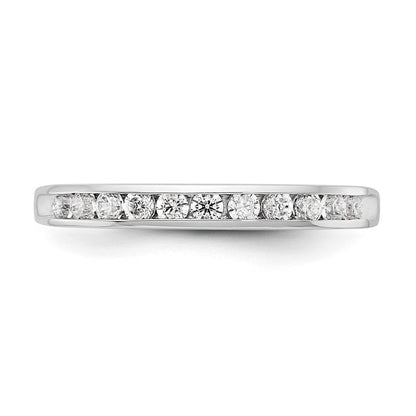 14K Weißgold Ring mit 0,75 ct. im Kanal gefassten Laborgezüchteten Diamanten VS/SI+ G+ in Elf-Stein-Fassung