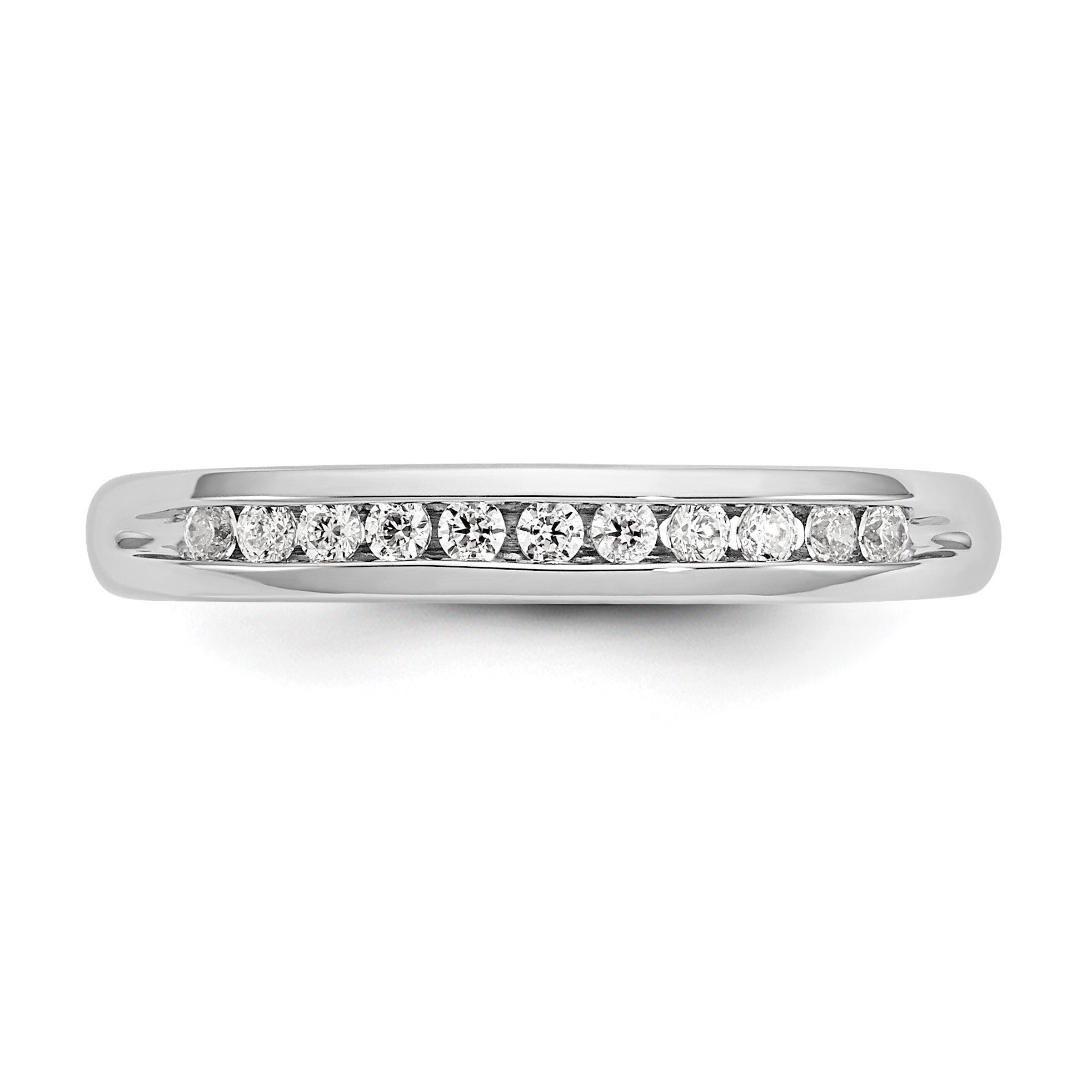 14K Weißgold Ehering mit 11 Diamanten in Kanalfassung