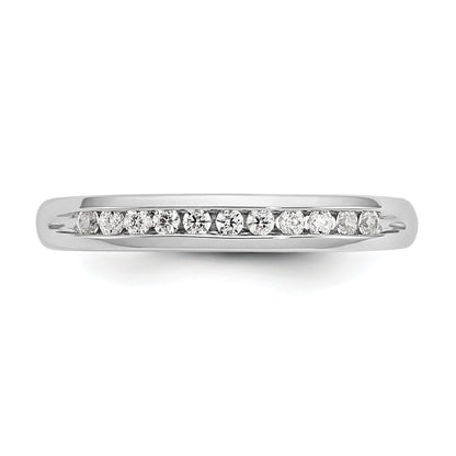 14K Weißgold Ehering mit 11 Diamanten in Kanalfassung