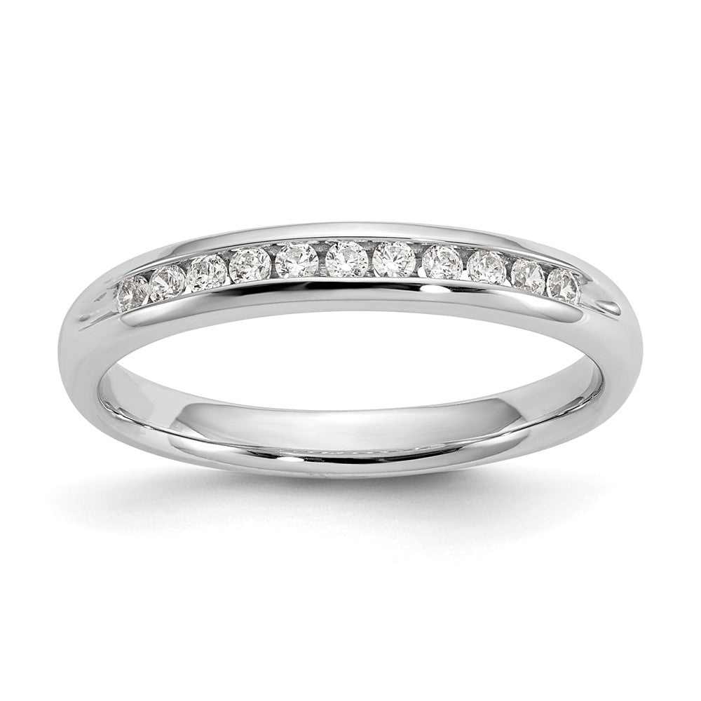 14K Weißgold Ehering mit 11 Diamanten in Kanalfassung