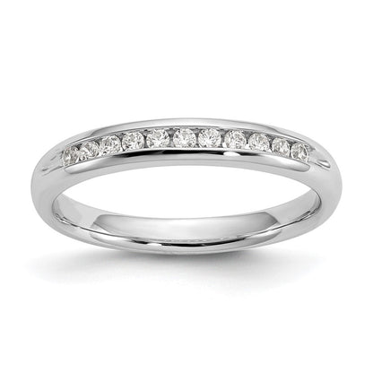 14K Weißgold Ehering mit 11 Diamanten in Kanalfassung