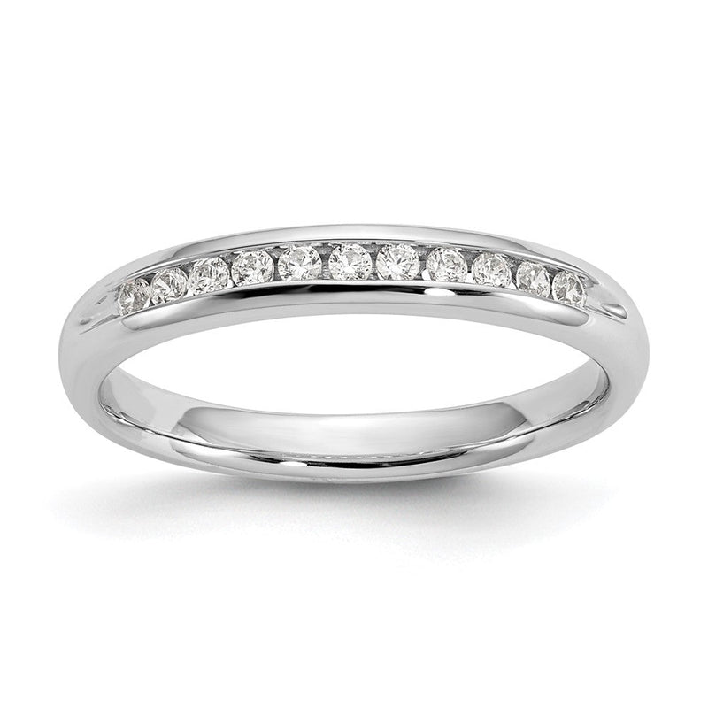 14K Weißgold Ehering mit 11 Diamanten in Kanalfassung