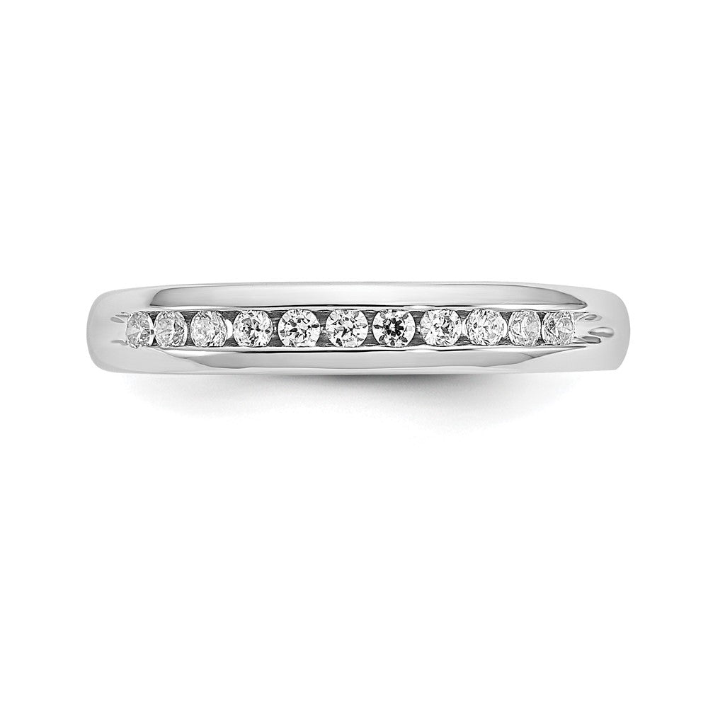 14K Weißgold Ring mit 0,2 ct. Labor gezüchteten Diamanten VS/SI+ G+, Elf-Stein, Kanalfassung