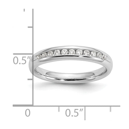 14K Weißgold Ehering mit Kanalfassung und 11 natürlichen Diamanten