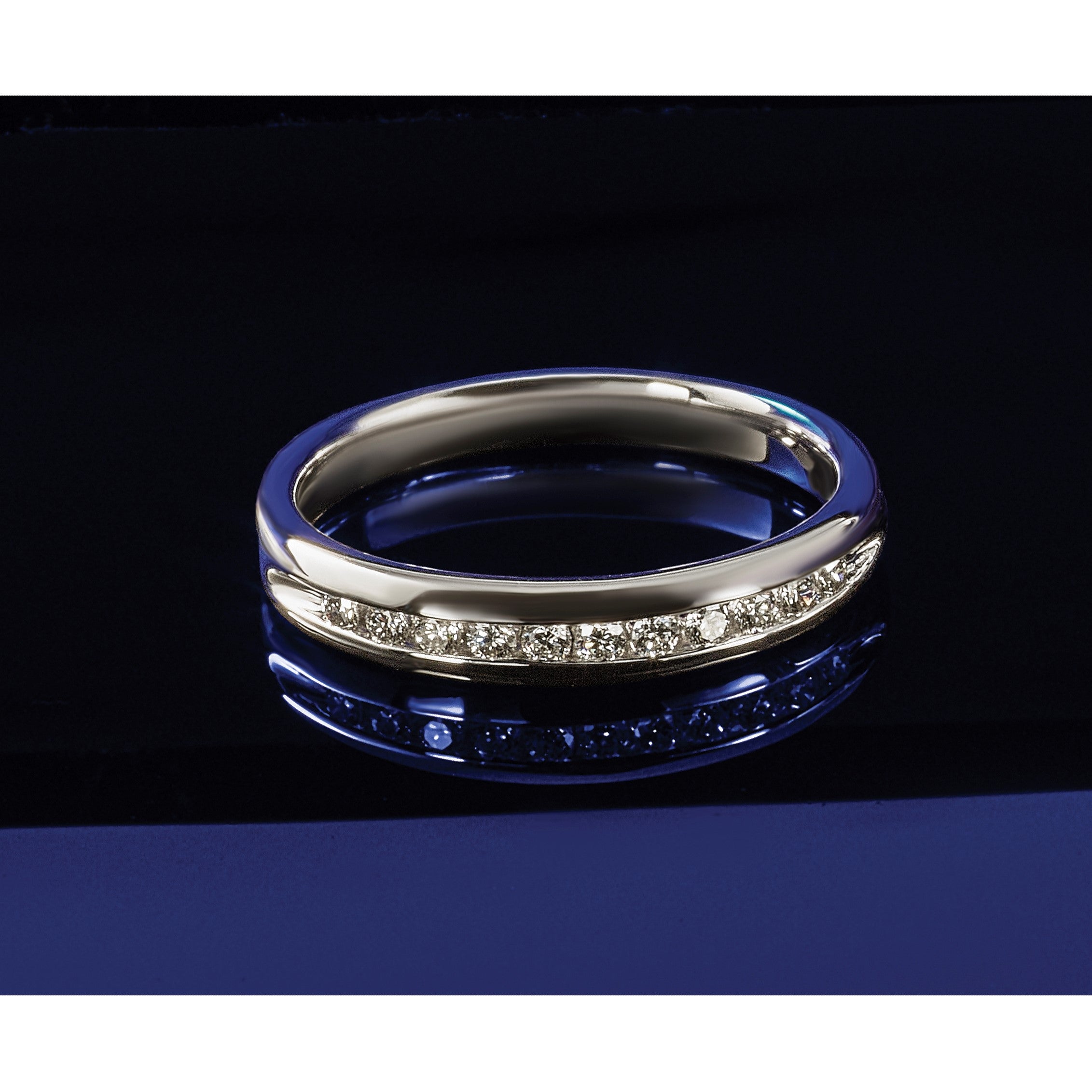 14K Weißgold Elf-Stein-Ring mit 0,375 ct. laborgezüchteten Diamanten VS/SI+ G+ in Kanalfassung