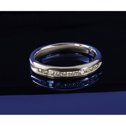 14K Weißgold Ring mit 0,25 ct. Labor-gezüchteten Diamanten VS/SI+ G+, elf Steine, Kanalfassung