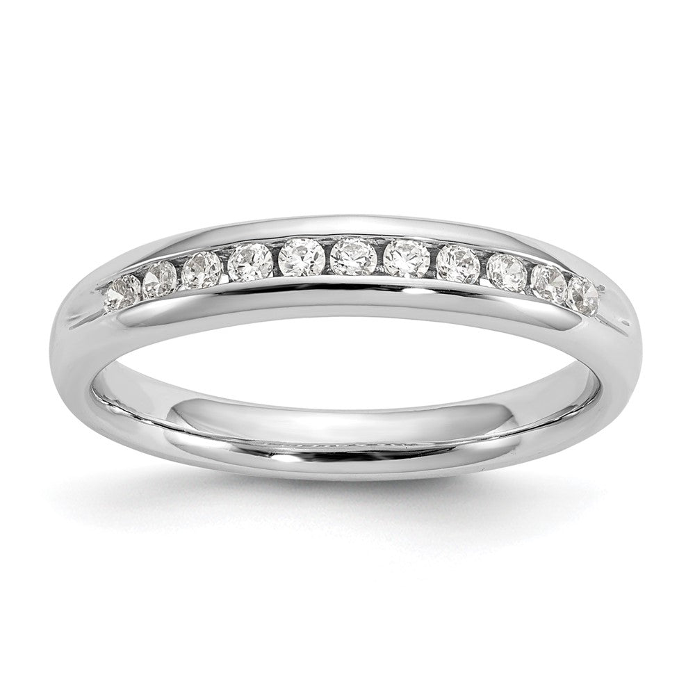 14K Weißgold Ring mit 0,2 ct. Labor gezüchteten Diamanten VS/SI+ G+, Elf-Stein, Kanalfassung