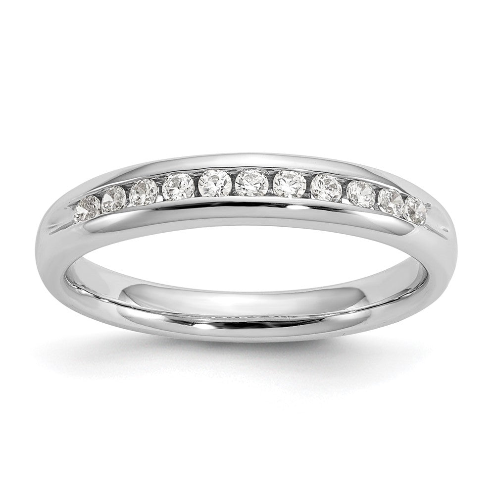 14K Weißgold Ehering mit Kanalfassung und 11 natürlichen Diamanten