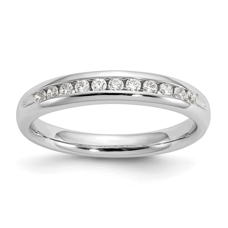 14K Weißgold Ehering mit Kanalfassung und 11 natürlichen Diamanten