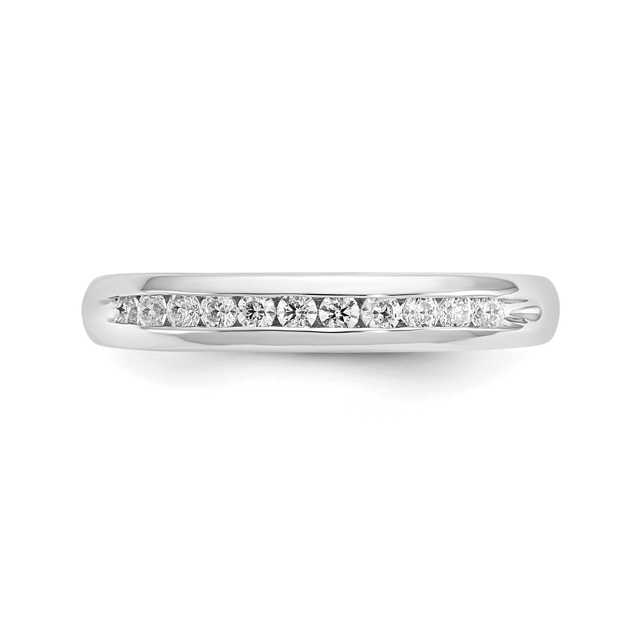14K Weißgold Ehering mit 11 Diamanten in Kanalfassung