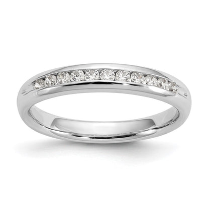 14K Weißgold Ehering mit 11 Diamanten in Kanalfassung