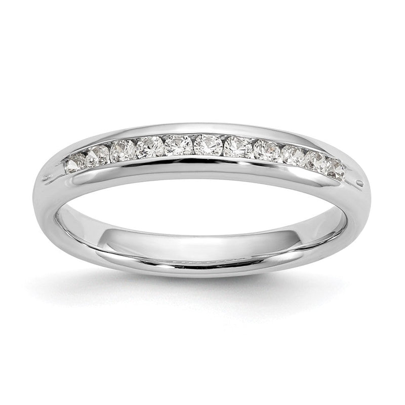 14K Weißgold Ehering mit 11 Diamanten in Kanalfassung