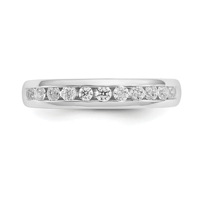 14K Weißgold Ehering mit 11 Diamanten in Kanalfassung