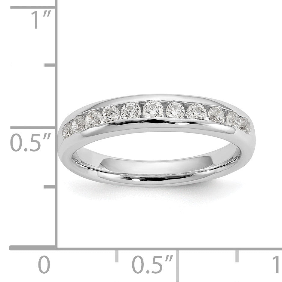 14K Weißgold Ehering mit 11 Diamanten in Kanalfassung