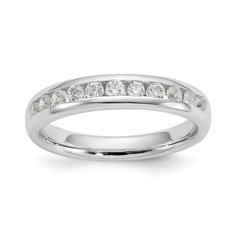14K Weißgold Ehering mit 11 Diamanten in Kanalfassung