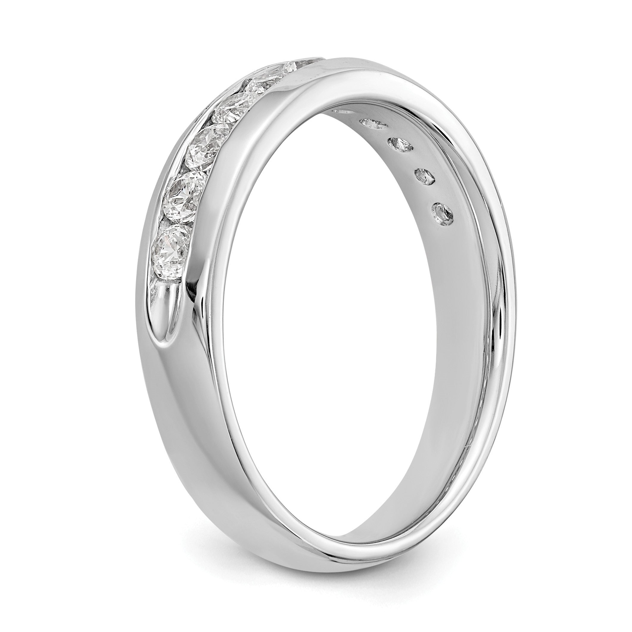 14K Weißgold 0,5 ct. Laborgezüchteter Diamant VS/SI+ G+ Elf-Stein Kanalfassung Ring
