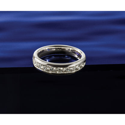 14K Weißgold 0,5 ct. Laborgezüchteter Diamant VS/SI+ G+ Elf-Stein Kanalfassung Ring
