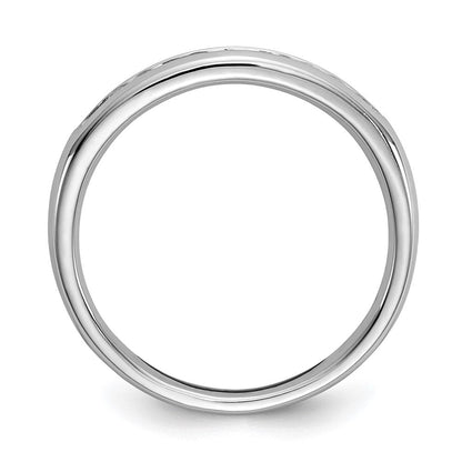 14K Weißgold Ehering mit 11 natürlichen Diamanten in Kanalfassung