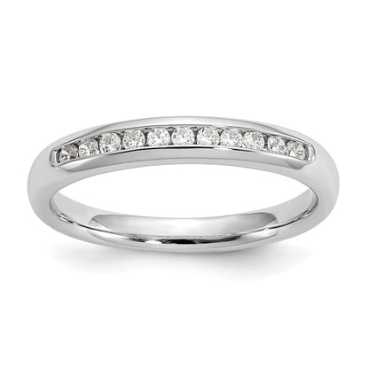 14K Weißgold Ehering mit 11 natürlichen Diamanten in Kanalfassung