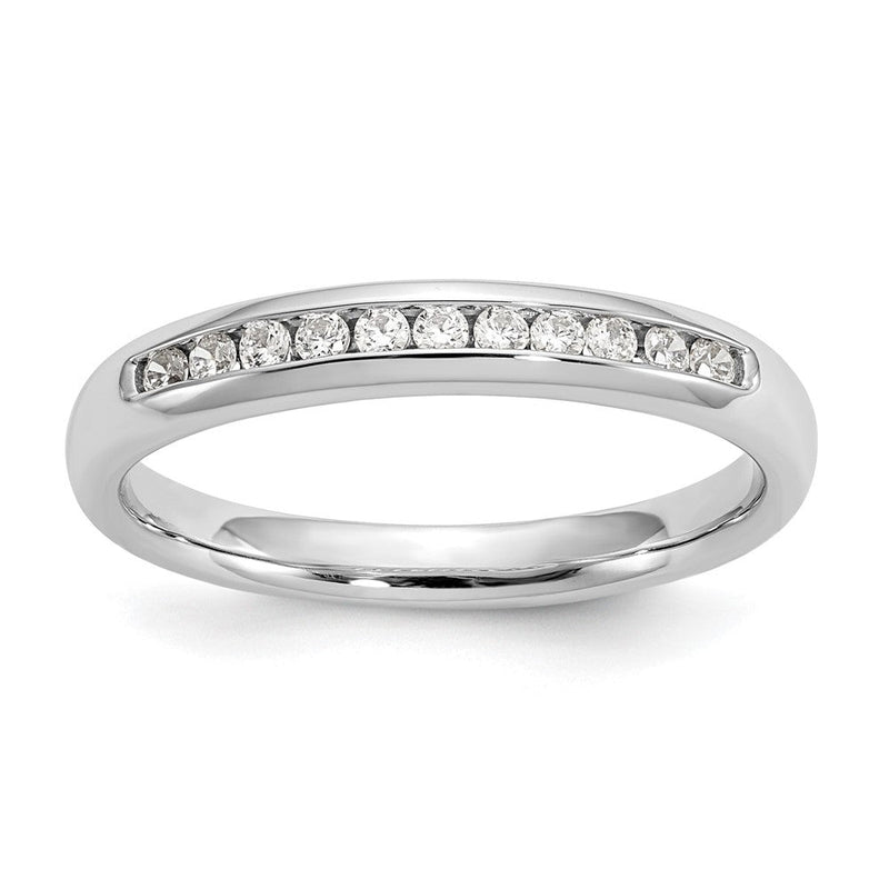 14K Weißgold Ehering mit 11 natürlichen Diamanten in Kanalfassung