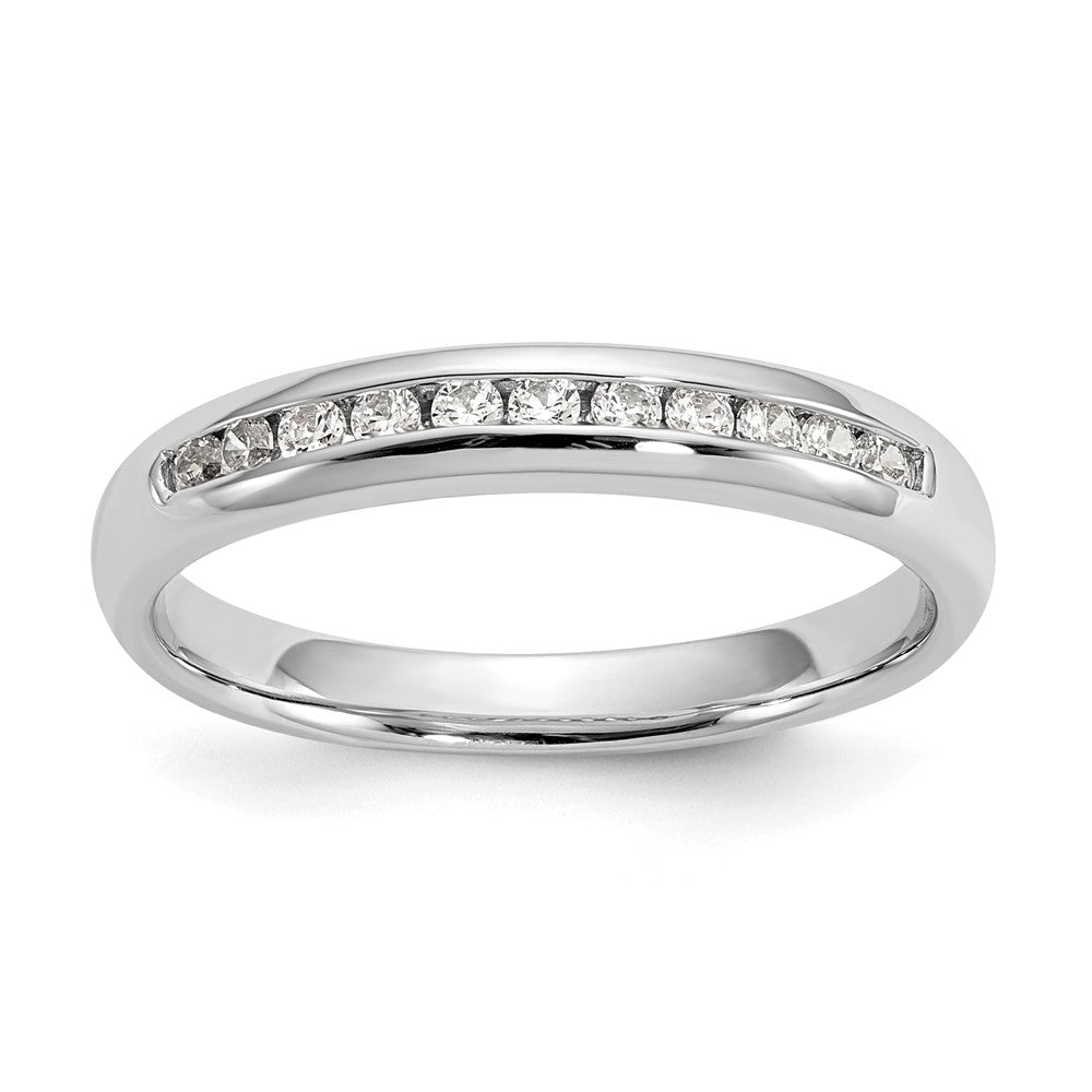 14K Weißgold Ehering mit 11 natürlichen Diamanten in Kanalfassung, 0,22 ct. Gesamtgewicht