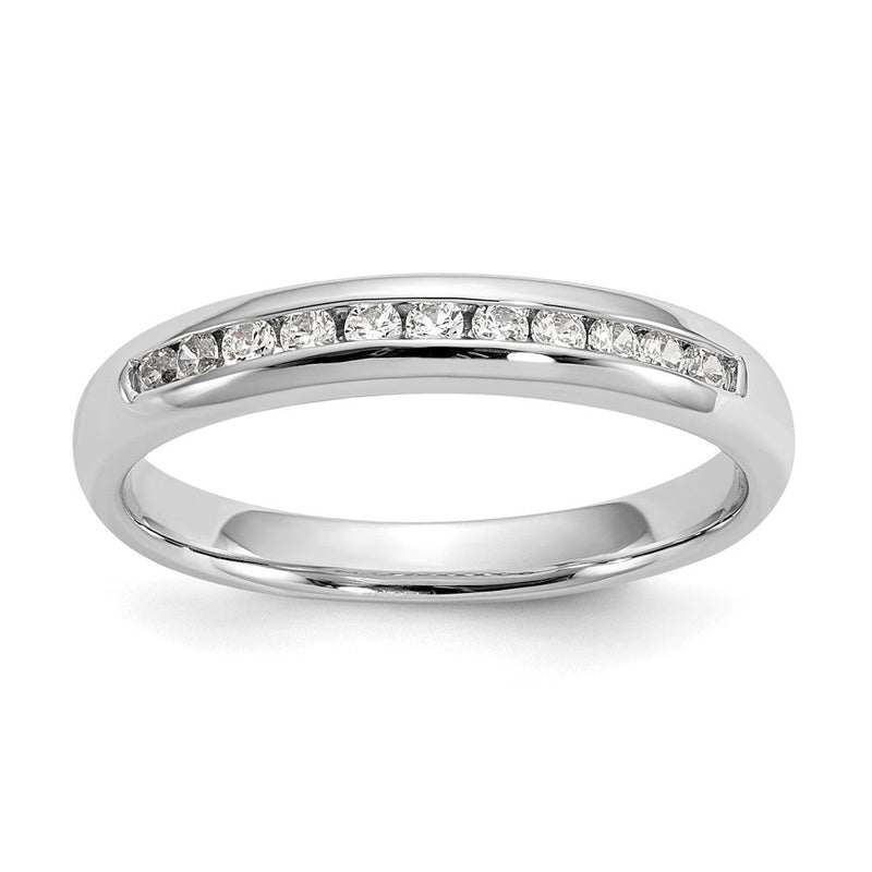 14K Weißgold Ehering mit 11 natürlichen Diamanten in Kanalfassung