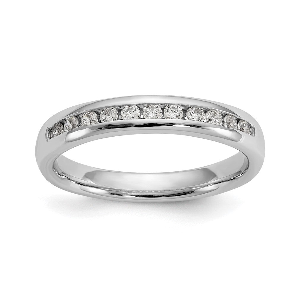14K Weißgold Ehering mit 11 Diamanten in Kanalfassung