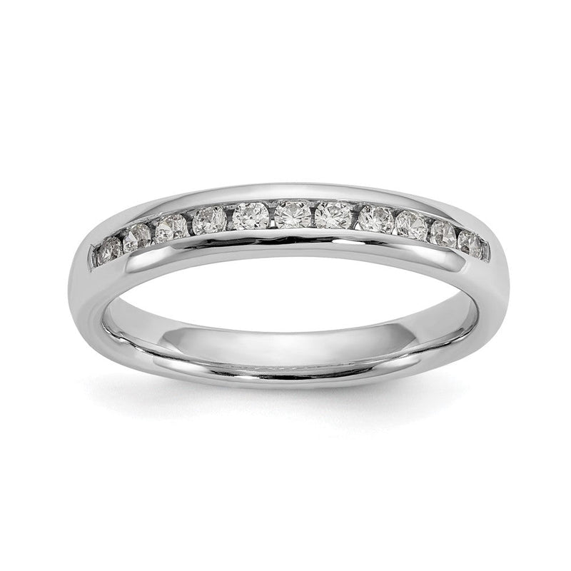 14K Weißgold Ehering mit 11 Diamanten in Kanalfassung
