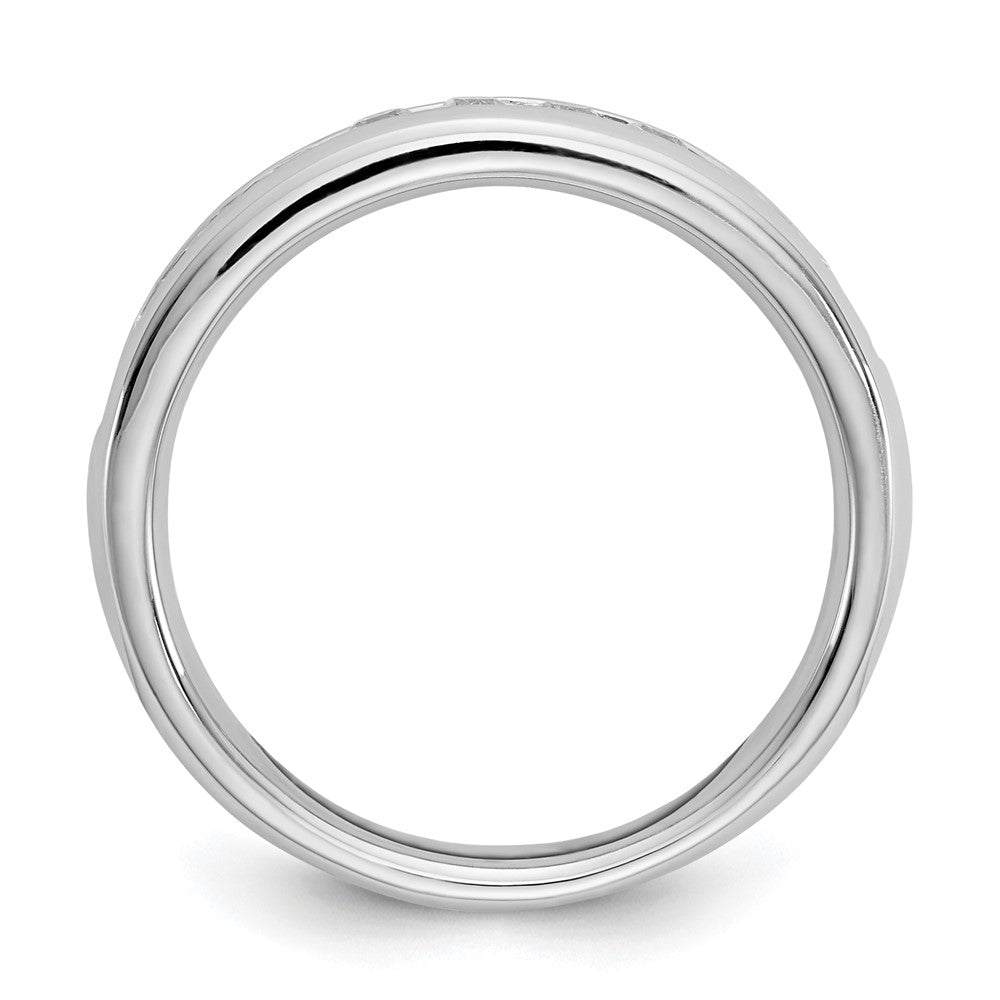 14K Weißgold Ehering mit 11 Diamanten in Kanalfassung