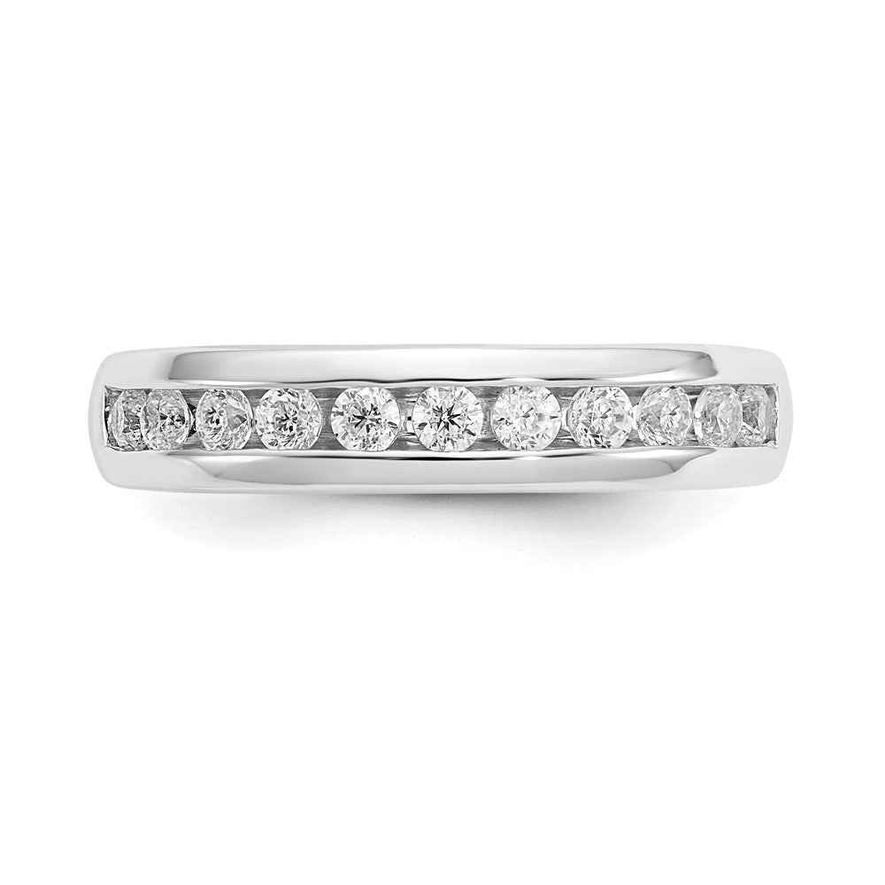 14K Weißgold Ehering mit 11 Diamanten in Kanalfassung