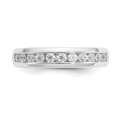 14K Weißgold Ehering mit 11 Diamanten in Kanalfassung