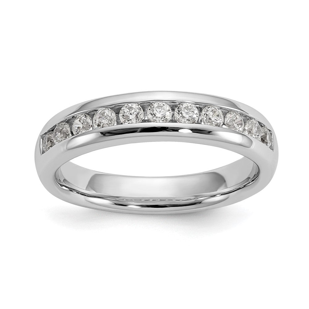 14K Weißgold Ehering mit 11 Diamanten in Kanalfassung