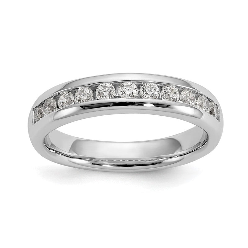 14K Weißgold Ehering mit 11 Diamanten in Kanalfassung