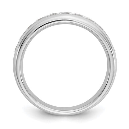 14K Weißgold Ehering mit 11 Diamanten in Kanalfassung