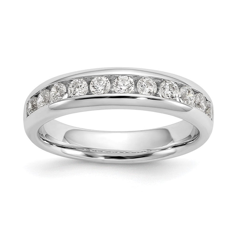 14K Weißgold Ehering mit 11 Diamanten in Kanalfassung