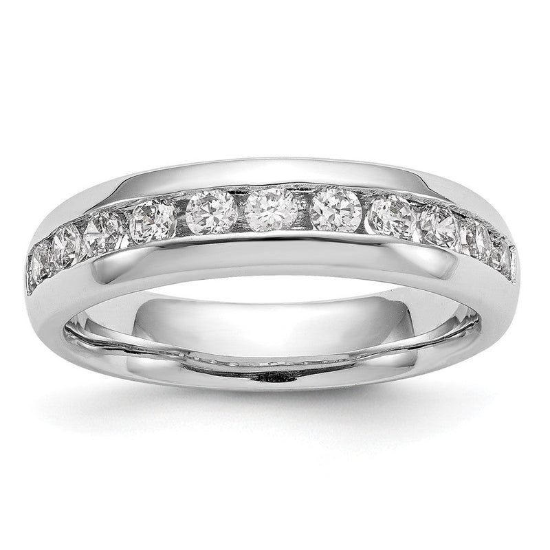 14K Weißgold Ehering mit 11 Diamanten in Kanalfassung
