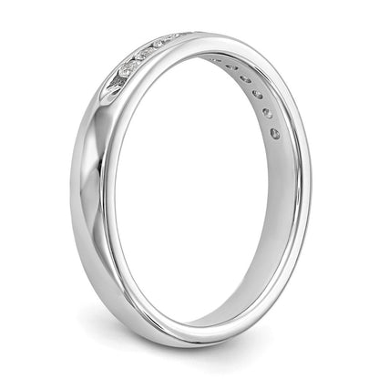 14K Weißgold Ehering mit 11 Steinen, 0,2 ct. rundem Diamant in Channel-Fassung, komplett besetzt
