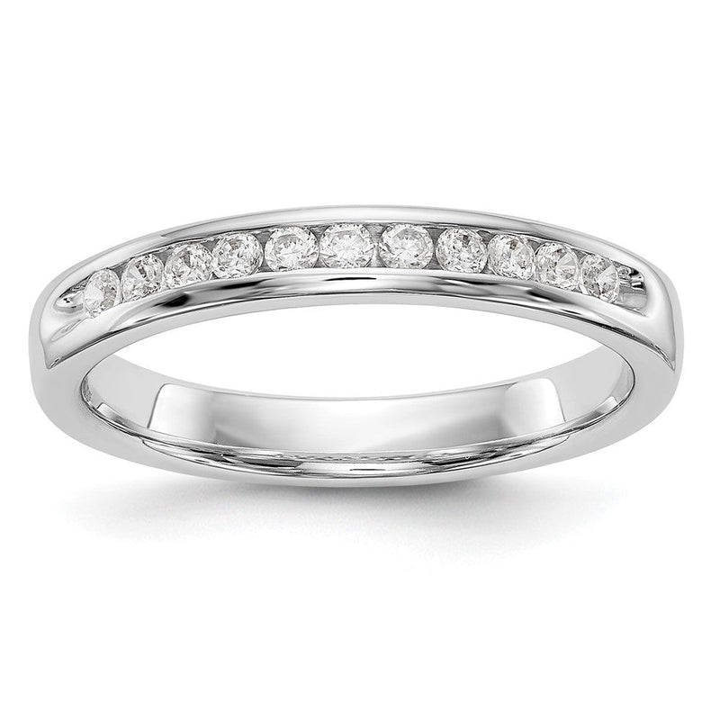 14 Karat Weißgold Ehering mit 11 Diamanten in Kanalfassung