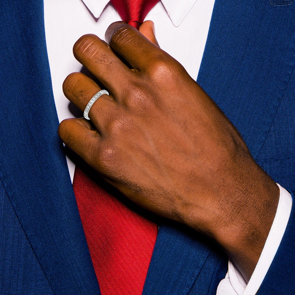 14K Weißgold True Origin Laborgezüchteter SI/VS Nahezu Farbloser 0,33 ct. Rund Diamant Herren Kanalfassung Ring