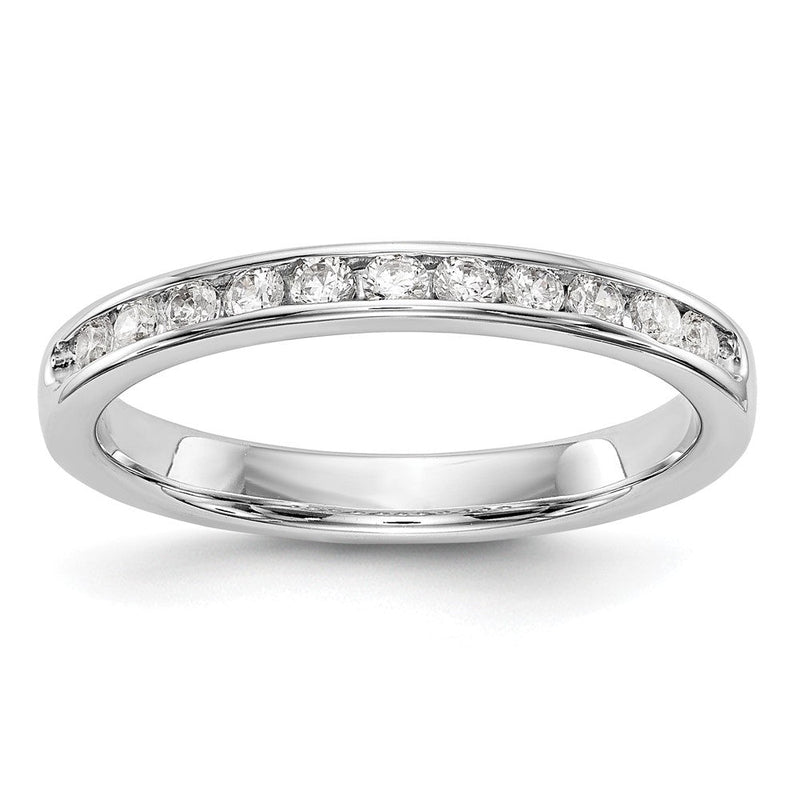 14K Weißgold Ehering mit 11 Diamanten in Kanalfassung