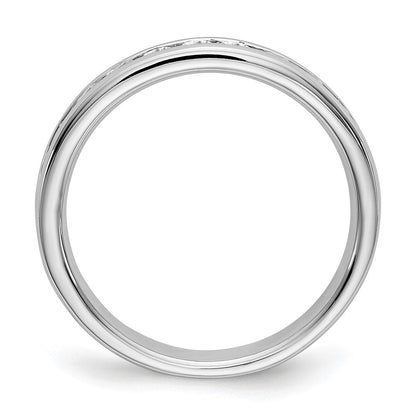14K Weißgold Ehering mit 11 Diamanten in Kanalfassung