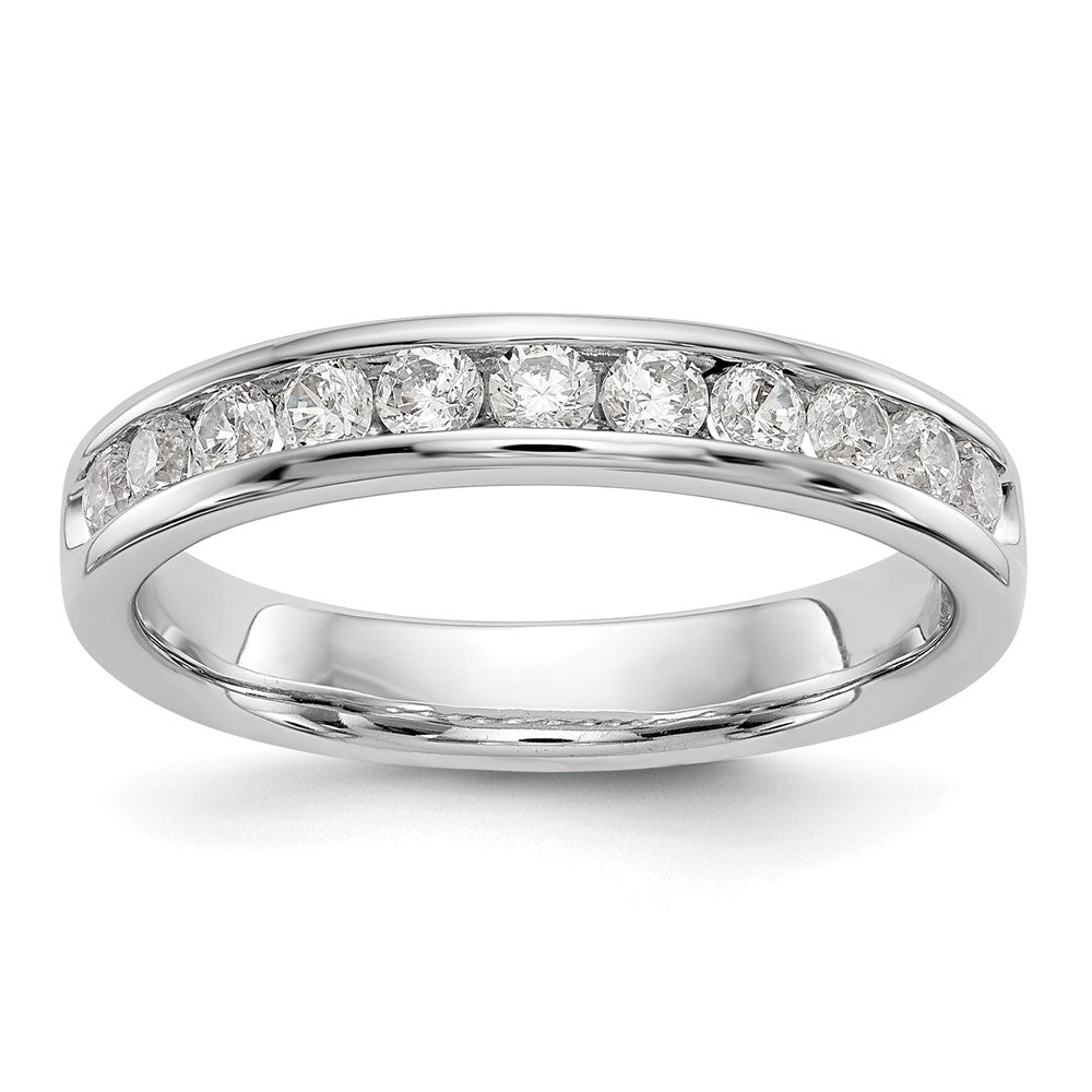 14K Weißgold Ehering mit 11 Diamanten in Kanalfassung